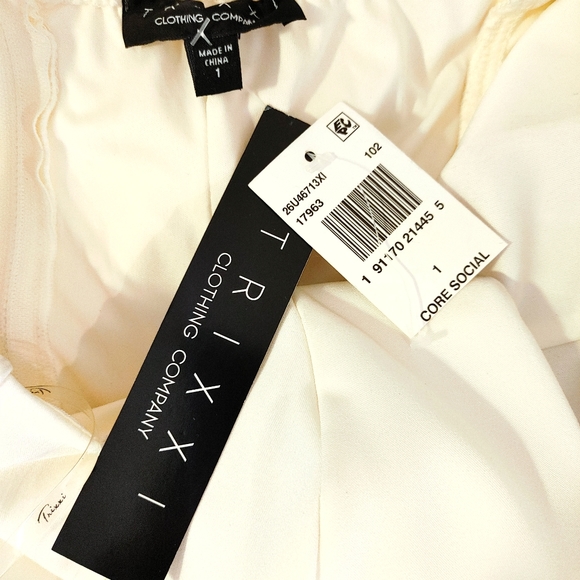 TRIXXI PLUNGE SIDE KNOT SLEEVELESS MINI DRESS, IVORY 1 - Picture 8 of 16